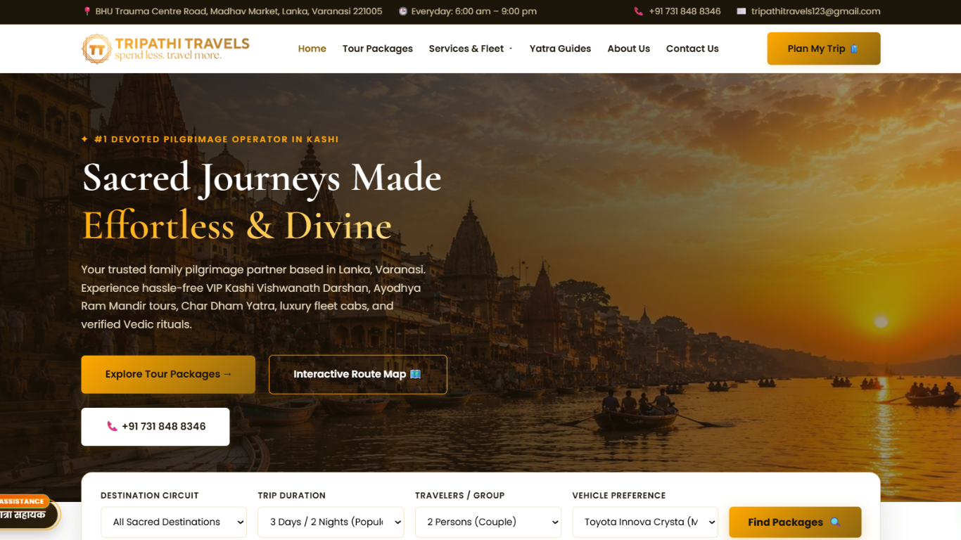 Tripathi Travels Portfolio Project